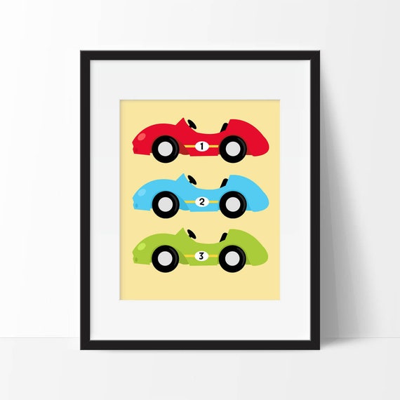 Race Cars Nursery Art Printable Race Car Nursery Decor Boy Etsy