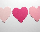 30 Pink Scalloped Hearts, Heart Confetti, Die Cut Heart, Valentine's Day, Wedding, Bridal Shower, Baby Shower, Red Heart, Decoration