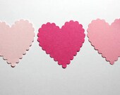 30 Pink Scalloped Hearts, Heart Confetti, Die Cut Heart, Valentine's Day, Wedding, Bridal Shower, Baby Shower, Red Heart, Decoration