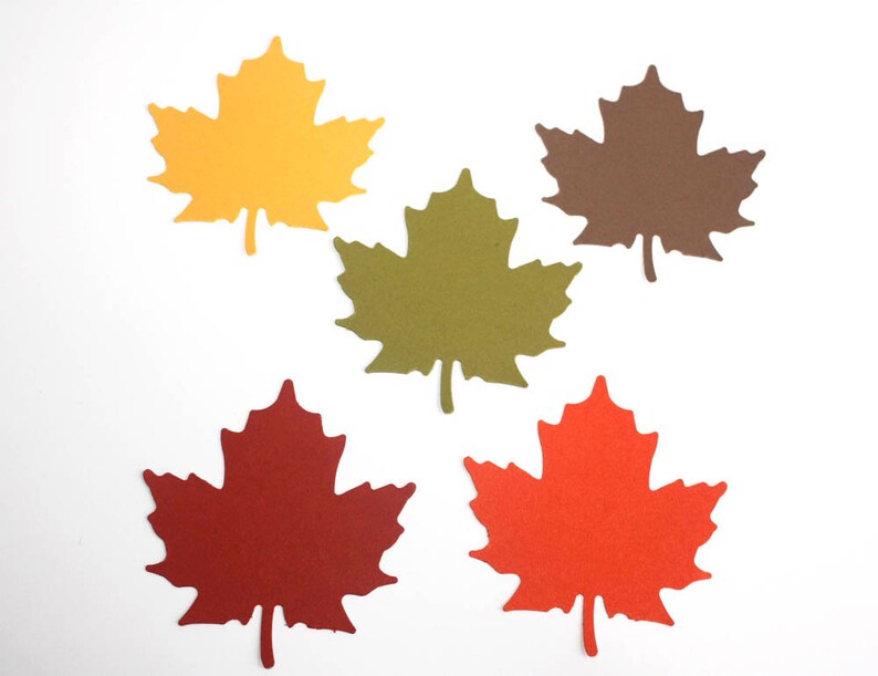 25 Autumn Leaf Die Cuts, Paper Maple Leaves, Thanksgiving Leaves Table Decor, Leaf Gift Tags image 2