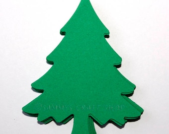 25 Green Christmas Tree Die Cuts, Christmas Party Decorations, Christmas Tree Cutouts