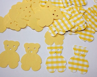 50 Teddy Bear Confetti, Teddy Bear Baby Shower, Bear Themed First Birthday Party Decor, Bear Party, We Can Bearly Wait, Yellow Teddy Bears