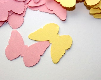 100 Pink and Yellow Butterfly Confetti, Die Cut Confetti, Birthday Party Decor, Baby Shower, Confetti, Embellishments, Paper Punch