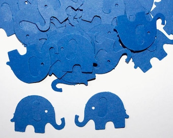 Blue Elephant Confetti, Elephant Theme Birthday Party, Boy Baby Shower, Die Cut Elephant Cut Outs Party Supplies First Birthday Boy 50 CT