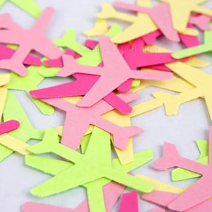Airplane Confetti Party Decorations, Pink Airplane Party, Paper Airplane Cutout  (50 CT)