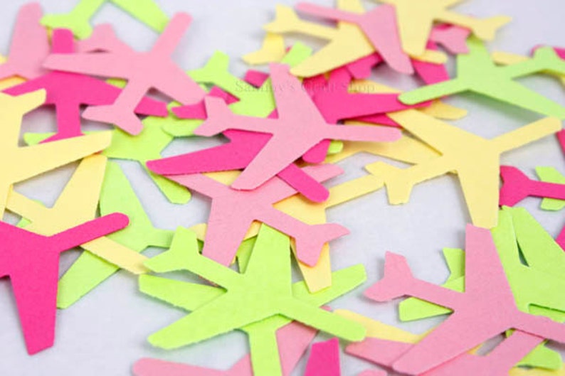 Airplane Confetti Party Decorations Pink Airplane Party Paper Airplane Cutout 50 CT