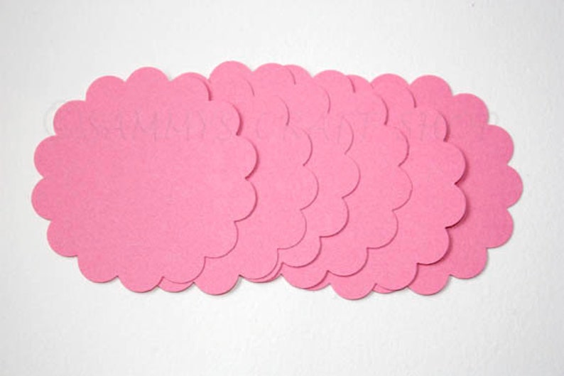 25 2 inch Pink Scalloped Die Cut Paper Circles Paper Rounds Etsy