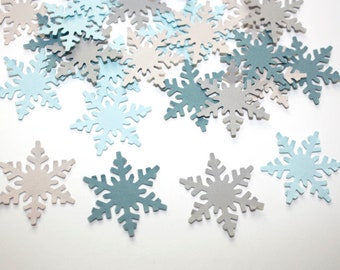 Blue & Gray Snowflake Confetti, Winter Wonderland Baby Shower, First Birthday Boy Little Snowflake Party Decorations (100 CT)