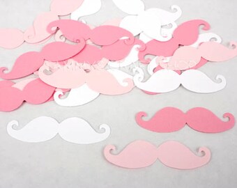 50 Pink Mustache Confetti, Girl Mustache Party Decorations, Mustache Die Cuts, Girl Baby Shower Stache Bash Bachelorette Party Supplies