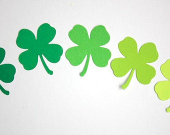 100 Green Shamrock Confetti, St. Patrick's Day Birthday Party Supplies, Irish Party Decor Wedding, Four Leaf Clover, Paper Leaf Cut Outs