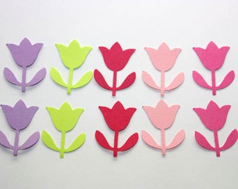 100 Tulip Flower Confetti, Spring Flower Party Decorations, Paper Tulips, Wedding Confetti, Garden Party Decor, Baby Shower, Paper Cut Outs