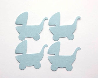 30 Blue Baby Carriage Die Cuts, Boy Baby Shower Stroller Die Cuts Decorations, Blue Baby Buggies Theme Scrapbook Supply DIY Tags