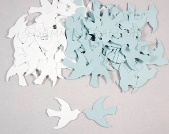 Wedding Confetti, 100 count paper birds confetti, Die Cut Birds, Bridal Shower,Scrapbook Embellishment, White Dove, Blue Dove