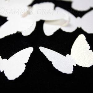 100 White & White Shimmer Butterfly Confetti, Butterfly Die Cuts, White Wedding Butterflies, Baby Shower Decoration, Embellishments image 1