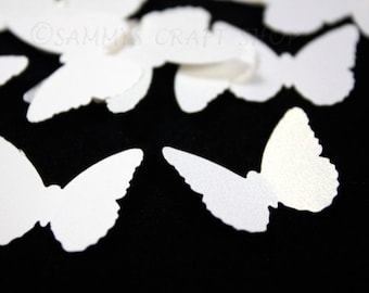 100 White & White Shimmer Butterfly Confetti, Butterfly Die Cuts, White Wedding Butterflies, Baby Shower Decoration, Embellishments