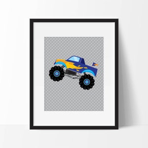Blue Monster Truck Printable, Instant Download Monster Truck Decor, Truck Nursery Ideas, Boy Room Decorations, Playroom Prints, Birthday