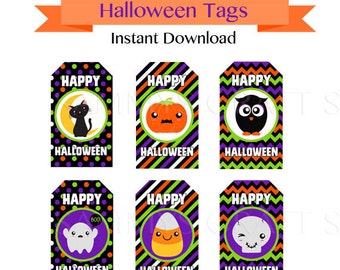 Sale Printable Halloween Tags, Halloween Favor Tags for Kids, Instant Download, FREE Cupcake Wrappers