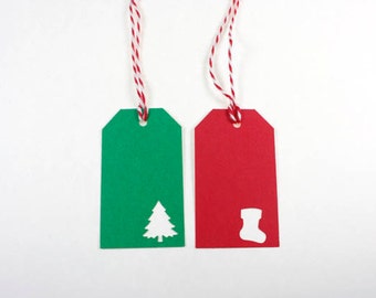 12 Christmas Gift Tags, Christmas Tree Tags, Stocking Tags, Holiday Tags, Small Christmas Hang Tags, Christmas Favor Tags
