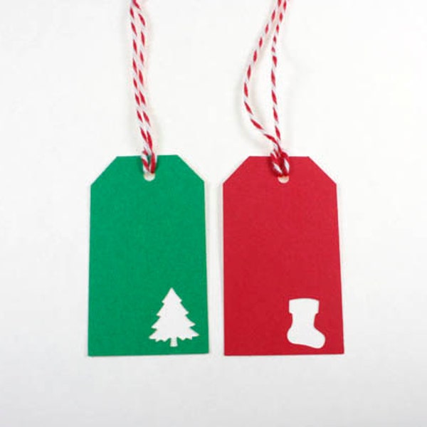 12 Christmas Gift Tags, Christmas Tree Tags, Stocking Tags, Holiday Tags, Small Christmas Hang Tags, Christmas Favor Tags