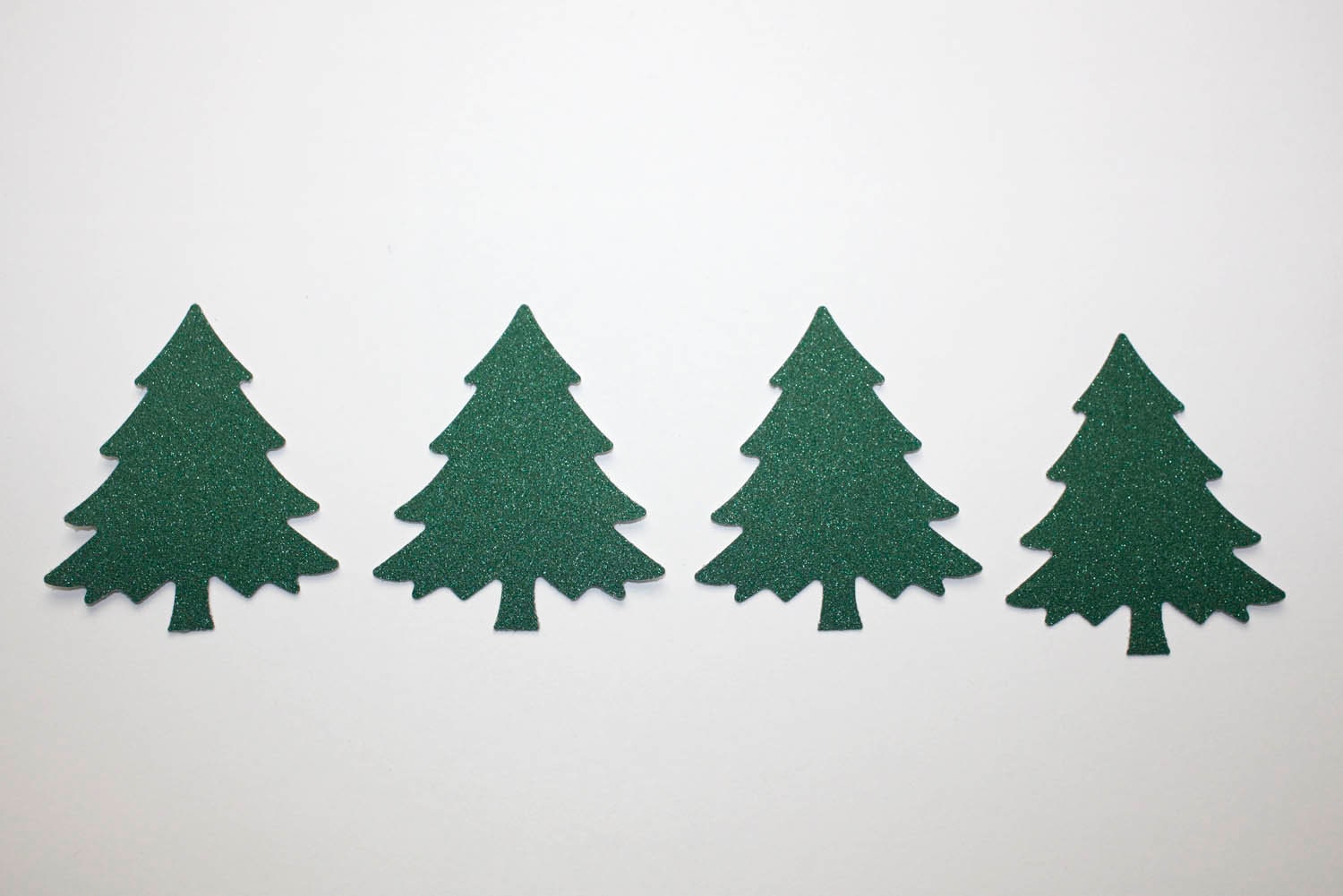 Little Christmas Trees * Glitter Foam * White, Green or White and Green *  Set of Twelve — The Die Cut Shop