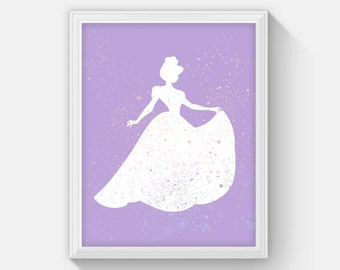 Purple Princess Print Instant Download, Princess Printables Nursery Art, Grils Room Princess Fairytale Print, Kids Room Decor, Fairy Dust