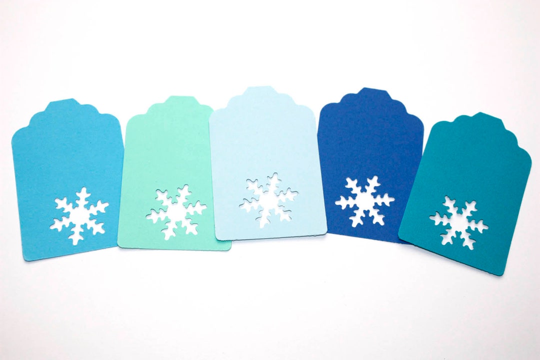 Snowflake Tags in Shades of Blue, Christmas Party Favor Tags, DIY Tags