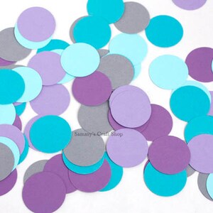 Mermaid Birthday Confetti, Circle Confetti, Under the Sea Theme Party Decorations, Table Scatter, Purple Aqua Party Decor (100 CT)