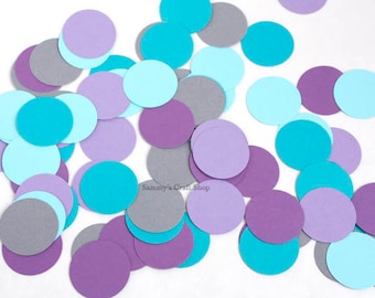 Mermaid Birthday Confetti, Circle Confetti, Under the Sea Theme Party Decorations, Table Scatter, Purple Aqua Party Decor (100 CT)