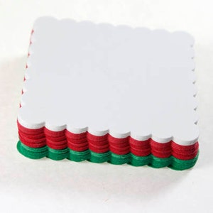 30 Scalloped Squares, Red, Green & White, Christmas Colors, Die Cut Paper Squares, Die Cut Scallop, DIY Tag, Gift Tag, Christmas Paper image 2