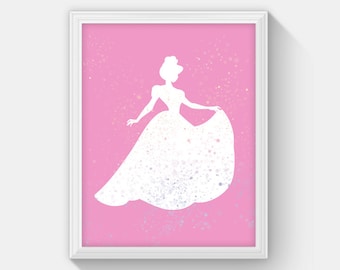 Pink Princess Print Instant Download, Princess Printables Nursery Art, Grils Room Princess Art Fairytale Print, Kids Room Decor, Fairy Dust