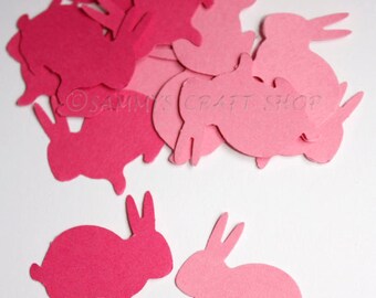 Pink Bunny Party Decoration Confetti, Easter Table Decor, Bunny First Birthday Girl Party, Paper Bunny Spring Bunny Baby Shower