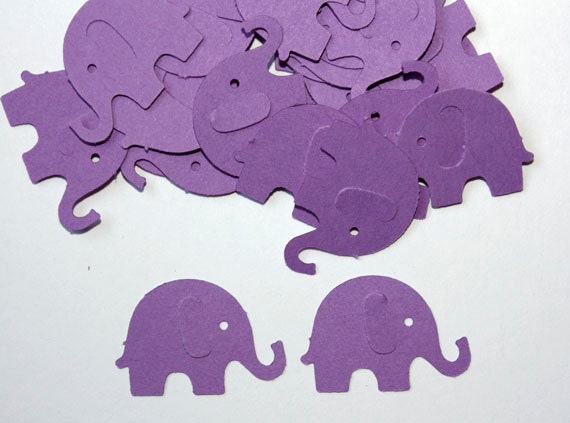 50 Purple Elephant Confetti Die Cut Elephants Birthday Party Decorations Baby Girl Shower Confetti Scrapbook Purple Elephant