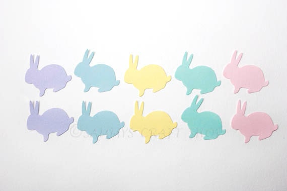 Easter Bunny Confetti Pastel Bunny Birthday Party Decorations Spring Baby Shower Cut Outs 100 CT