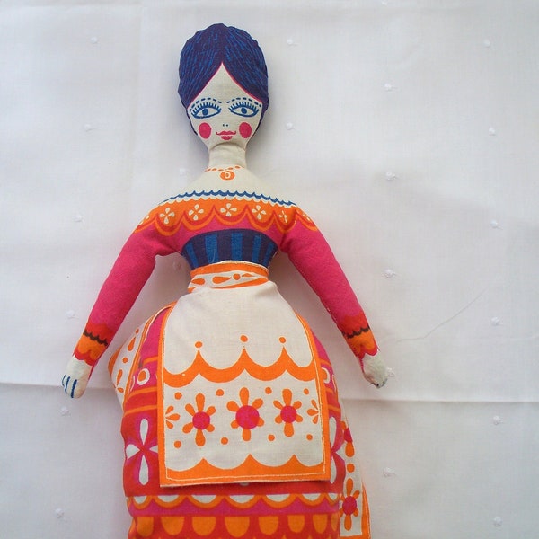 Sweddish scandinave Vintage s&eacute;rigraphi&eacute; sur linge poup&eacute;e en peluche