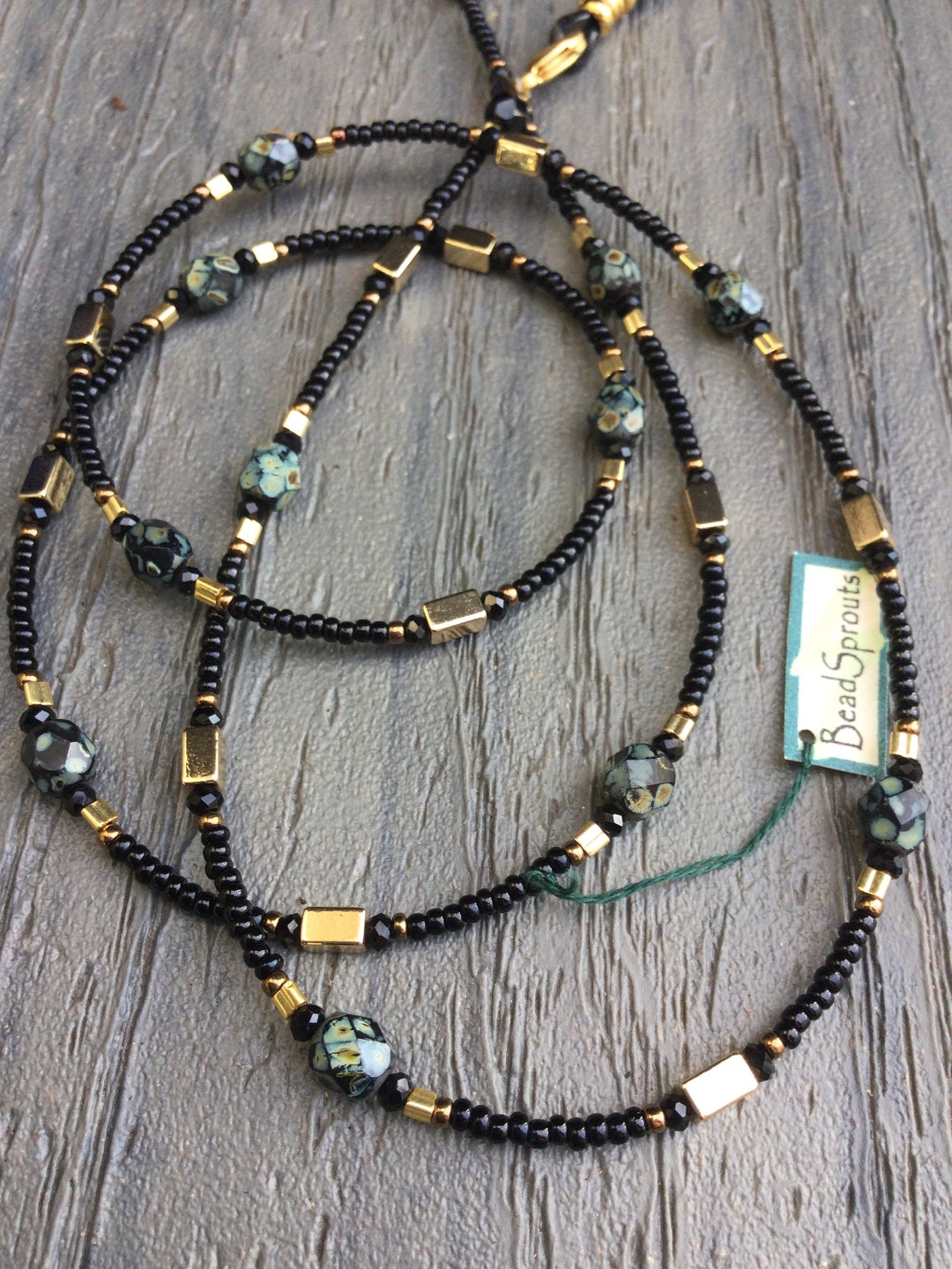 Black and Gold Glass Eyeglass Keeper Etsy