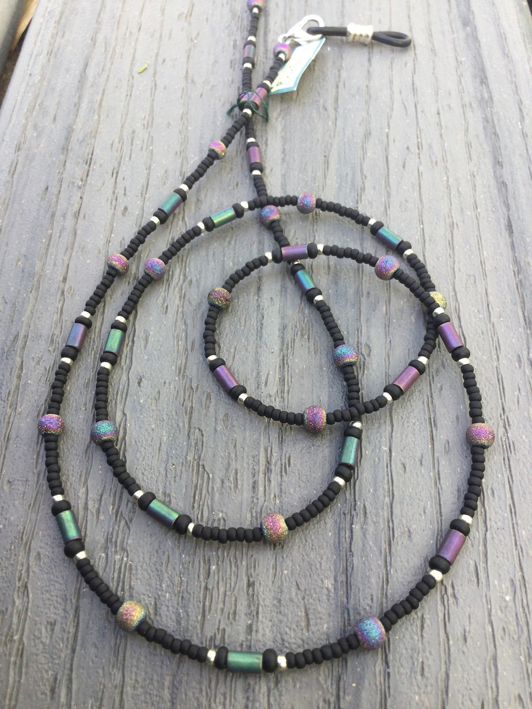 Black and Rainbow Matte Glass Eyeglass Keeper Etsy