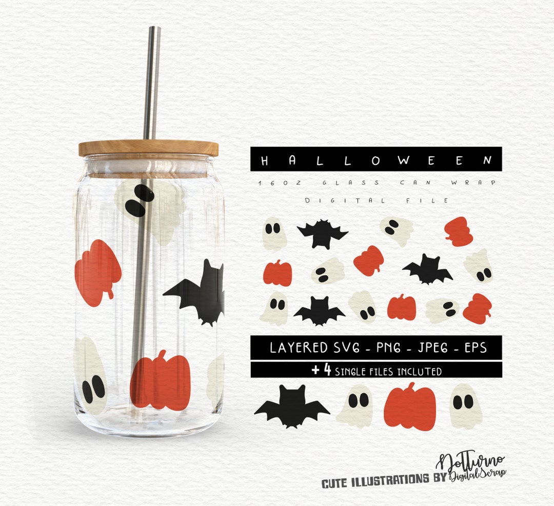 Halloween Libbey Glass Svg 16oz Glass Can Wrap Fall Glass - Etsy