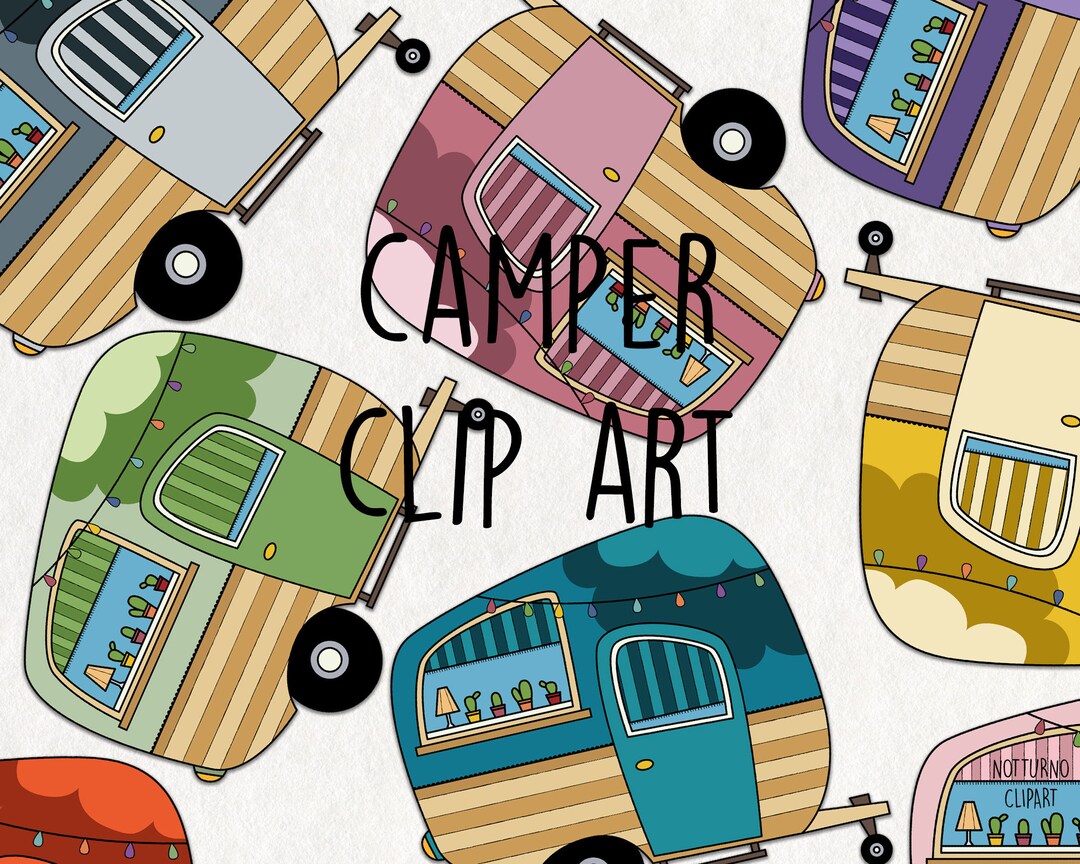 Cute camper Clipart /Set de 15 / Roulotte png imágenes - Etsy México