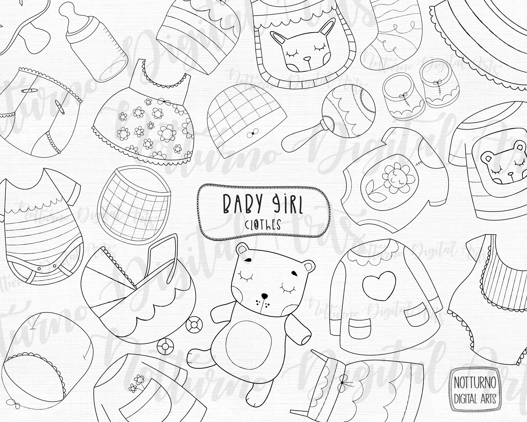 Baby Clothes Clipart Black And White