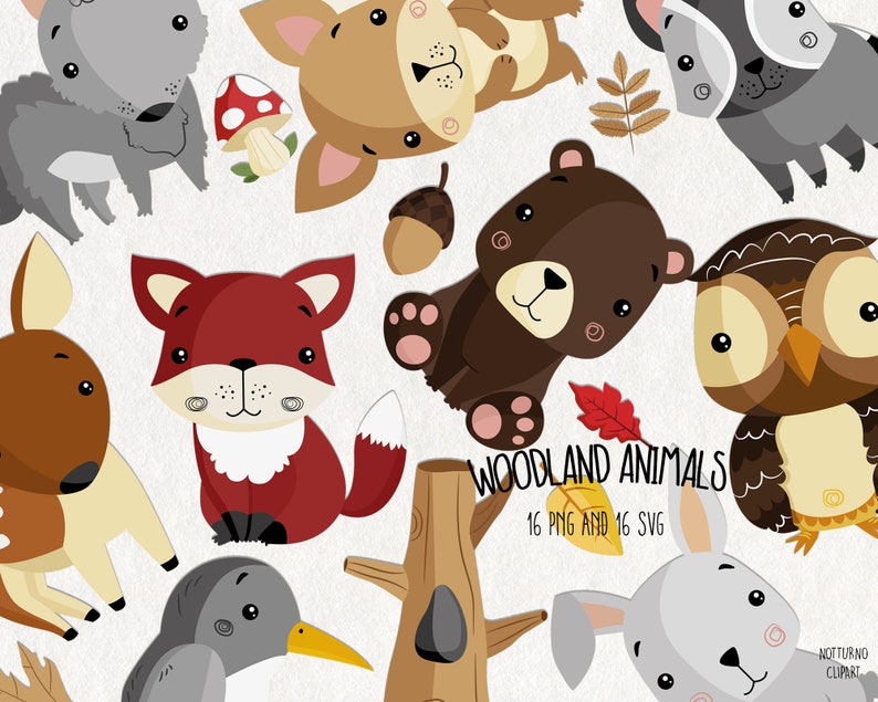 Download Baby Woodland Animals Svg Clipart Instant Download Files Woodland Animals Svg And Png Clip Art Set Of 16 Clip Art Art Collectibles Vadel Com