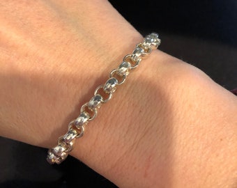 Sterling Silver Rolo Link Charm Bracelet