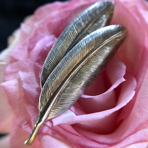 Vintage Sterling Silber Federn Anstecknadel/Brosche
