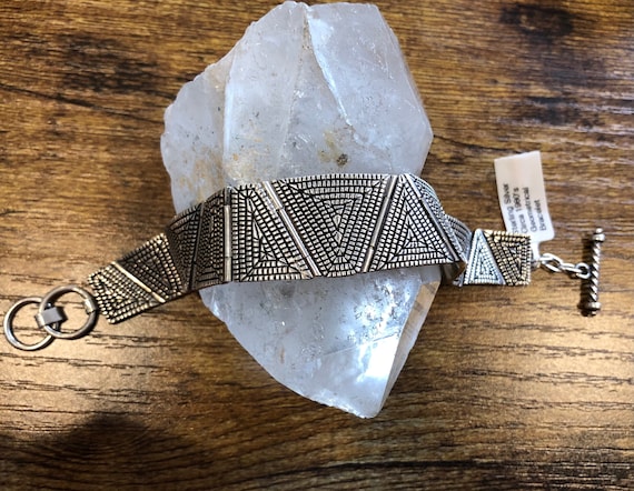 1980s Sterling Silver Geometric Bracelet