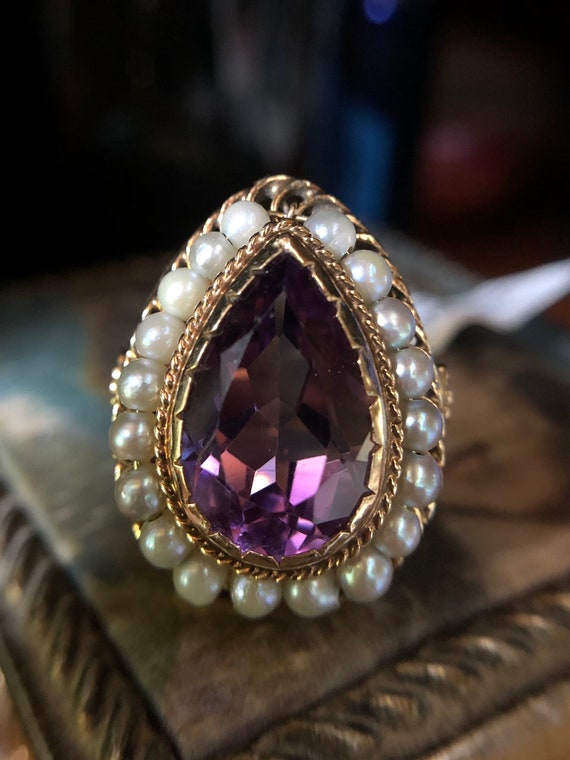 1940’s Amethyst and Seed Pearl Ring
