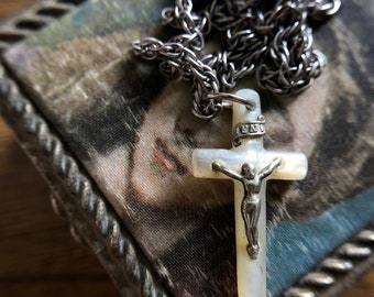 1950s Mother of Pearl Cross Pendant