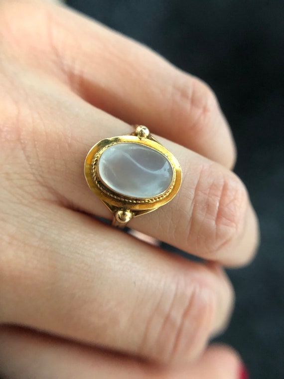 retro 14k moonstone oval Cabochon ring - image 4