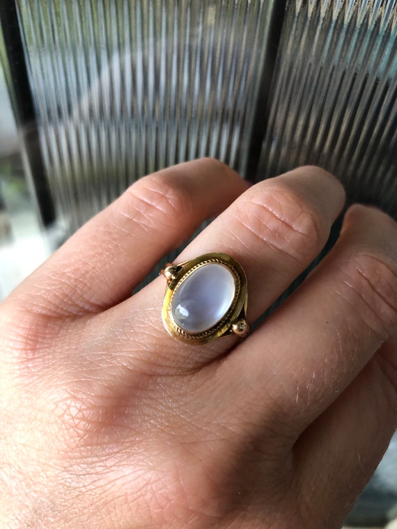 retro 14k moonstone oval Cabochon ring - image 5