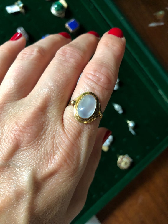 retro 14k moonstone oval Cabochon ring - image 6