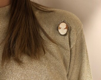 Sterling Cameo Brooch