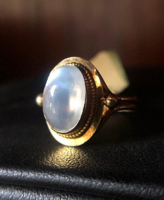 retro 14k moonstone oval Cabochon ring - image 3